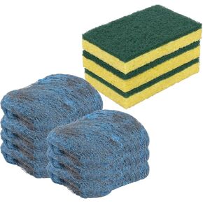 KW.Libite Steel Wool Soap Pads, Heavy Duty-Scrub Sponge,Sponges Kitchen for NonCoated Cookpots, NonScratch Dish Sponge, Steel Wool Scrubber, Cleaning Pads, 3 Sponges and 7 Steel Sponges in Saudi Arabia