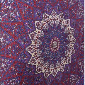 Popular Handicrafts Tapestry Wall Hanging Hippie Mandala Kaleidoscopic Star Bohemian Hippy Intricate Floral Design Indian Tapestries Bedspread 84x90 Inches,(215cm x 230cm) Purple Red