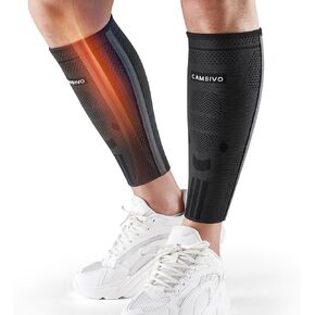 CAMBIVO Calf Compression Sleeves with Side Stabilizers for Men & Women - Shin Splint Support, Leg Brace Guard for Running