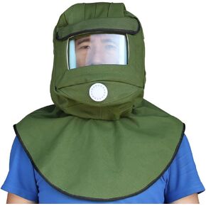 Sand Blasting Hood Cap, Canvas Shawl Sandblaster Protective Gear Mask Anti-dust Hood for Spraying Sanding Cutting, DIY Painting Woodworking Protection