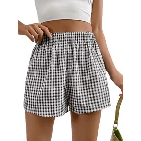 SOLY HUX Women's Shorts Elastic High Waisted Straight Leg Summer Shorts
