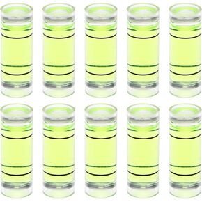 10pcs Cylindrical Bubble Level 9x25mm Mini Bullseye Spirit Levels for Leveling Camera Tripod Telescope Workshop Turntable Pictures Frame, Green
