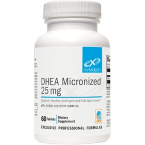 XYMOGEN DHEA 25 mg - Micronized DHEA to Support Healthy Androgen and Estrogen Levels + Adrenal Support - Dehydroepiandrosterone DHEA Supplement for Women + Men (60 Tablets)