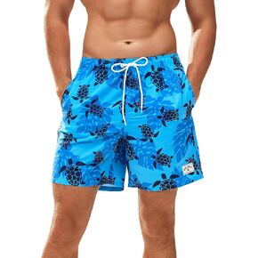 Verdusa Men's Casual Paisley Print Drawstring Waist Shorts Summer Beach Shorts