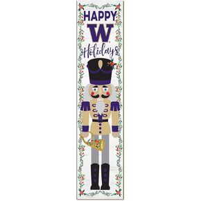 Washington Huskies Nutcracker Porch Leaner, 11x46 Inches, Huskies Outdoor Christmas Sign; Display Some Holiday Cheer with This Washington Huskies Nutcracker Sign