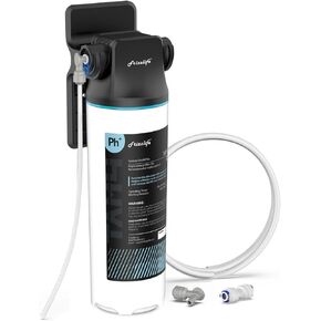 Frizzlife TAM4 Under Sink Inline Water Filter - Alkaline PH+ Remineralization, NSF/ANSI 42 Certified, Adjust Taste & PH, Restore Essential Minerals, 1/4" Pipe Fits for Reverse Osmosis Systems