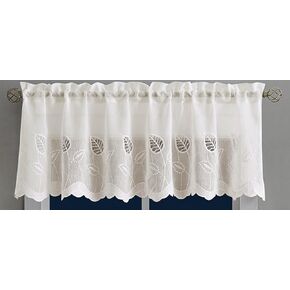 Warm Home Designs Vintage Gold Valance. Leaf Embroidered Valance is Perfect Small Kitchen Curtain and Window Topper for Vintage, French Country or Farmhouse Kitchen Decor. EMC Linen Valance