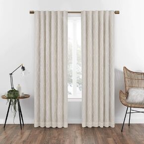 Eclipse Nora Geo Rod Pocket Curtains for Bedroom, Single Panel, 50" x 63", Grey