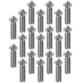 20PCS V6 Volcano Nozzles 3D Stainless Steel Volcano Nozzle M6 Thread Nozzles 0.4mm for 3D V5 V6 0.4mm Extruder Nozzles for 1.75mm Filament 3D Printer Parts