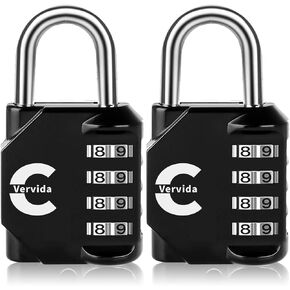Vervida® Combination Padlock for Locker 4-Digit Combo Lock Outdoor Waterproof Padlock for Gym Locker Locks Luggage Lock Optional Letters-A