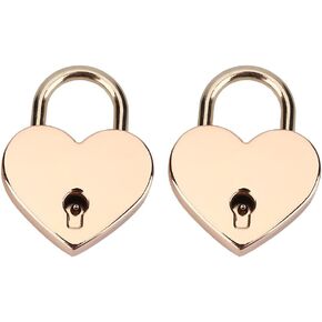 2Sets Mini Heart Shape Metal Padlock Vintage Antique Style Gold Lock with Keys for Luggage Diary Book Valentine Gift