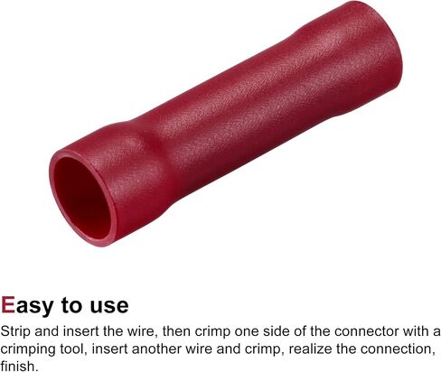 محطات MECCANIXITY Butt Crimp PVC باللون الأحمر 8 AWG معزولة بالكامل لتجعيد الأسلاك الكهربائية، حزمة من 3 in Saudi Arabia