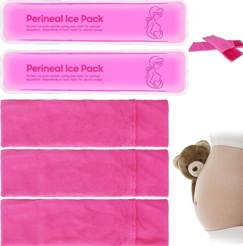 Reusable Perineal Cooling Pad for Postpartum & Hemorrhoid Pain Relief,Hot and Cold Pads for Postpartum Essentials, Hot & Cold Packs for Women After Pregnancy and Delivery, 2 Ice Pack and 3 Cover(pink) in Saudi Arabia