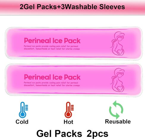 Reusable Perineal Cooling Pad for Postpartum & Hemorrhoid Pain Relief,Hot and Cold Pads for Postpartum Essentials, Hot & Cold Packs for Women After Pregnancy and Delivery, 2 Ice Pack and 3 Cover(pink) in Saudi Arabia