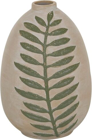Deco 79 Ceramic Decorative Vase Leaf Centerpiece Vase, Flower Vase for Home Decoration 7" x 7" x 10", Beige in Saudi Arabia
