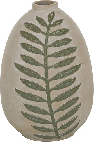Deco 79 Ceramic Decorative Vase Leaf Centerpiece Vase, Flower Vase for Home Decoration 7" x 7" x 10", Beige in Saudi Arabia