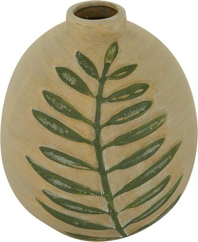Deco 79 Ceramic Decorative Vase Leaf Centerpiece Vase, Flower Vase for Home Decoration 7" x 7" x 10", Beige in Saudi Arabia