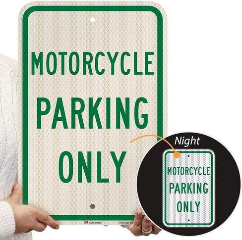 "Motorcycle Parking Only" Sign By SmartSign | 12" x 18" 3M High Intensity Grade Reflective Aluminum in Saudi Arabia