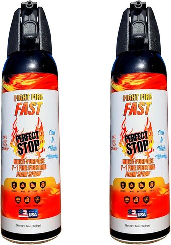 Perfect Stop Fire Spray - Mini Fire Extinguisher for Home, Kitchen, BBQ, Garage, Auto. Reliable, Compact, Portable & Easy to Use, Non-Toxic and Made in USA! 1 Pack in Saudi Arabia