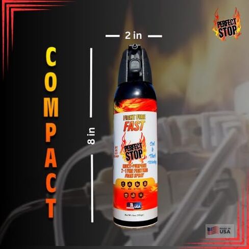 Perfect Stop Fire Spray - Mini Fire Extinguisher for Home, Kitchen, BBQ, Garage, Auto. Reliable, Compact, Portable & Easy to Use, Non-Toxic and Made in USA! 1 Pack in Saudi Arabia