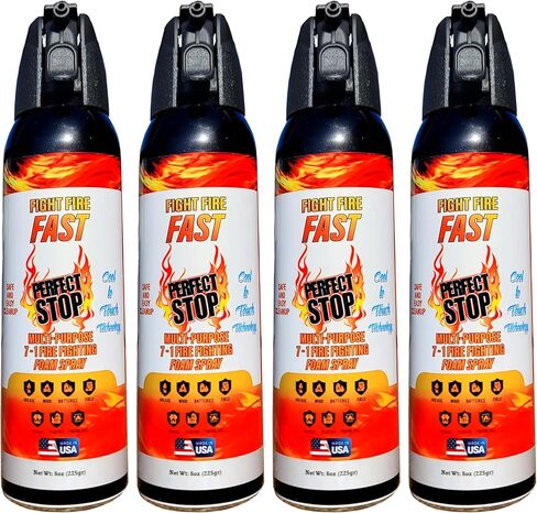 Perfect Stop Fire Spray - Mini Fire Extinguisher for Home, Kitchen, BBQ, Garage, Auto. Reliable, Compact, Portable & Easy to Use, Non-Toxic and Made in USA! 1 Pack in Saudi Arabia