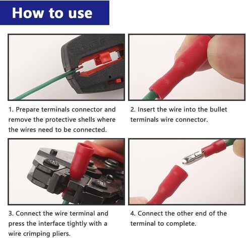 Bullet Terminals Wire Connectors Kit, Male & Female Heat Shrink Waterproof Electrical Bullet Wire Connectors, with 50Pcs Colorful Heat Shrink Tube (250 Pack) in Saudi Arabia
