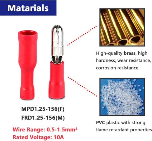 Bullet Terminals Wire Connectors Kit, Male & Female Heat Shrink Waterproof Electrical Bullet Wire Connectors, with 50Pcs Colorful Heat Shrink Tube (250 Pack) in Saudi Arabia