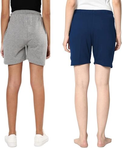 Pack of 2 Solid Women Multicolor Basic Cotton Shorts in Saudi Arabia