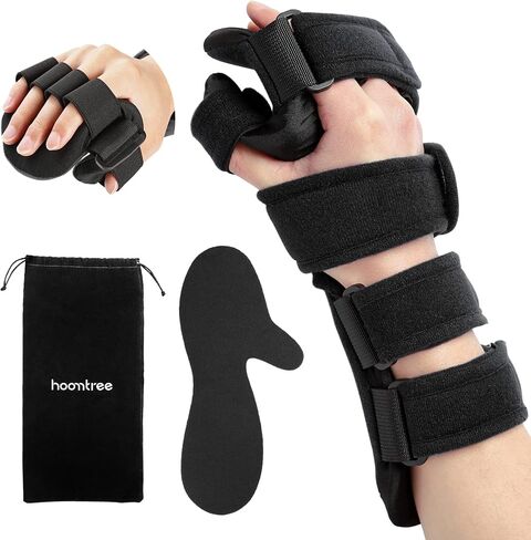 Stroke Resting Hand Splint Right&Left Resting Hand Splint with Finger Separator Functional Night Immobilizer Wrist Finger Brace for Carpel Tunnel Pain,Sprain Fracture,Tendonitis (Right,Black) in Saudi Arabia