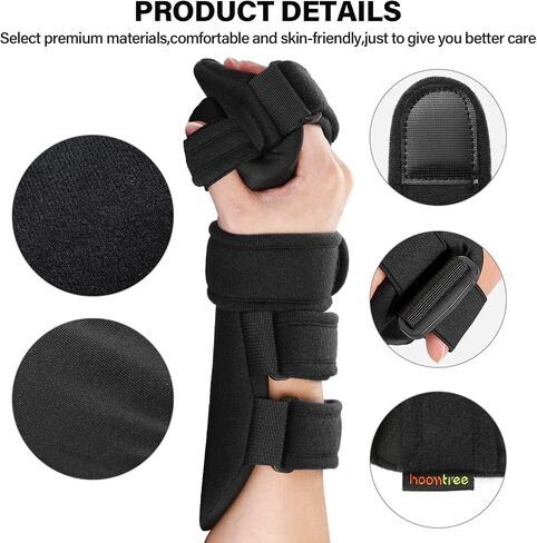 Stroke Resting Hand Splint Right&Left Resting Hand Splint with Finger Separator Functional Night Immobilizer Wrist Finger Brace for Carpel Tunnel Pain,Sprain Fracture,Tendonitis (Right,Black) in Saudi Arabia