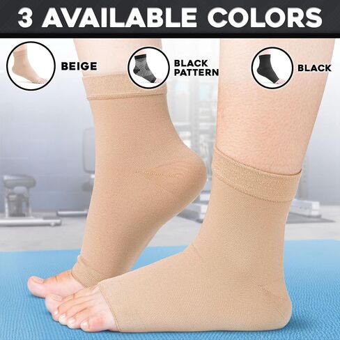 Ankle Compression Socks (Small, Beige), Effective Ankle Brace w/ 20-30 mmHg Compression for Foot Pain Relief, Ankle Support Sleeve for Plantar Fasciitis, Achilles Tendonitis & Sprain in Saudi Arabia
