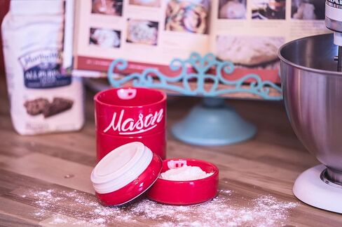 Mason Jar Kitchenware Set - Kitchen Accessories - Measuring Cups & Spoons, Spoon Rest, Condiment Shakers, Sponge Holder, Ceramic Jar, Utensil Crock - Kitchen Counter Decor Accessories Red 17 Pc in Saudi Arabia