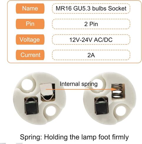 LED MR16 GU5.3 Socket, 10pcs Halogen Lamp Bulb Ceramic Connector Wire Adapter MR11 G4, Incandescent CFL Holder Base Plug Converter in Saudi Arabia