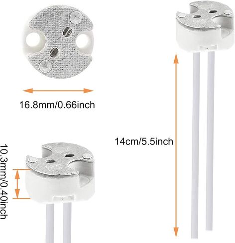 LED MR16 GU5.3 Socket, 10pcs Halogen Lamp Bulb Ceramic Connector Wire Adapter MR11 G4, Incandescent CFL Holder Base Plug Converter in Saudi Arabia