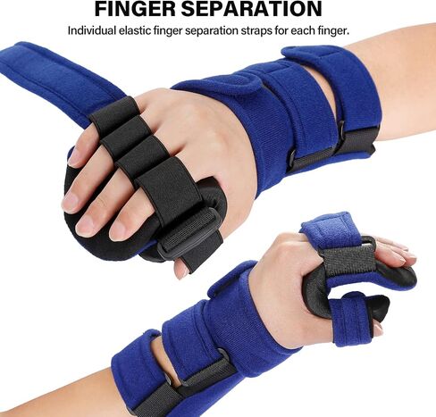 Stroke Resting Hand Splint Right&Left Resting Hand Splint with Finger Separator Functional Night Immobilizer Wrist Finger Brace for Carpel Tunnel Pain,Sprain Fracture,Tendonitis (Right,Black) in Saudi Arabia