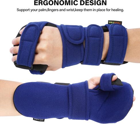 Stroke Resting Hand Splint Right&Left Resting Hand Splint with Finger Separator Functional Night Immobilizer Wrist Finger Brace for Carpel Tunnel Pain,Sprain Fracture,Tendonitis (Right,Black) in Saudi Arabia