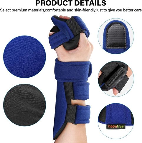 Stroke Resting Hand Splint Right&Left Resting Hand Splint with Finger Separator Functional Night Immobilizer Wrist Finger Brace for Carpel Tunnel Pain,Sprain Fracture,Tendonitis (Right,Black) in Saudi Arabia