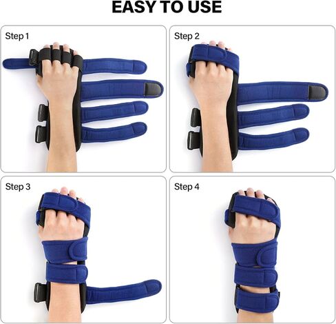 Stroke Resting Hand Splint Right&Left Resting Hand Splint with Finger Separator Functional Night Immobilizer Wrist Finger Brace for Carpel Tunnel Pain,Sprain Fracture,Tendonitis (Right,Black) in Saudi Arabia