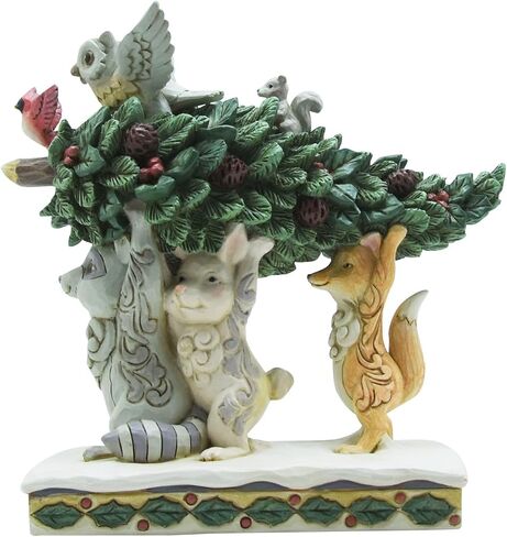 Enesco Jim Shore Heartwood Creek Four Seasons White Woodland Holiday Helpers Animals Carrying Tree Figurine, 6.69 Inches in Saudi Arabia