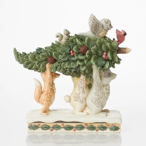 Enesco Jim Shore Heartwood Creek Four Seasons White Woodland Holiday Helpers Animals Carrying Tree Figurine, 6.69 Inches in Saudi Arabia