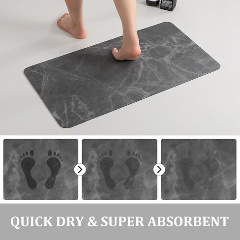 chakme Thin Bath Mat Sets, Rubber Bathroom Rugs Sets 3 Pieces, Non Slip Absorbent Quick Dry Thin Bathroom Rugs Fit Under Door Bath Mats U Shape Toilet Mats Set for Bathroom Bathtub Sink (Dark Grey) in Saudi Arabia