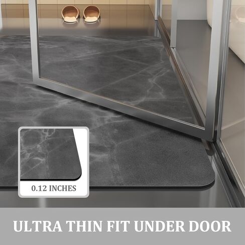 chakme Thin Bath Mat Sets, Rubber Bathroom Rugs Sets 3 Pieces, Non Slip Absorbent Quick Dry Thin Bathroom Rugs Fit Under Door Bath Mats U Shape Toilet Mats Set for Bathroom Bathtub Sink (Dark Grey) in Saudi Arabia