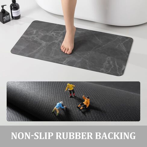 chakme Thin Bath Mat Sets, Rubber Bathroom Rugs Sets 3 Pieces, Non Slip Absorbent Quick Dry Thin Bathroom Rugs Fit Under Door Bath Mats U Shape Toilet Mats Set for Bathroom Bathtub Sink (Dark Grey) in Saudi Arabia