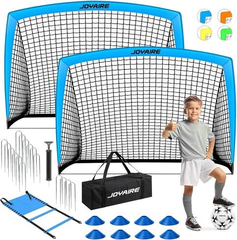 Soccer Goals for Backyard Set, Portable Kids Soccer Goal 2 of 6' x 4', Soccer Net Soccer Training Equipment with Size 4 Soccer Ball, Carry Bag, Youth, Games, Sports, Outdoor Play(Blue) in Saudi Arabia
