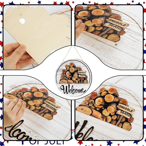 Yousoontic 17 Pcs 12 Inch Magnetic welcome door sign for Interchangeable Front Door Decorations Seasonal and Festive Door Signs for Home Round Wood Sign Hanging welcome door signs for Wall Farmhouse in Saudi Arabia