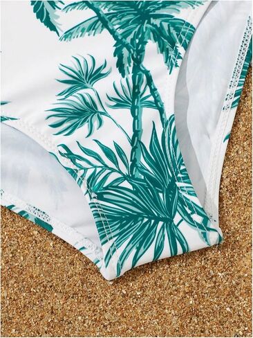 طقم بيكيني SOLY HUX للفتيات مكون من 4 قطع بطباعة استوائية وملابس سباحة مع كيمونو وسروال تغطية in Kuwait