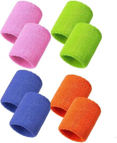 12 Pairs (24 PCS) Colorful Sports Wristbands Cotton Sweatband Wristbands Wrist Sweatbands Wrist Sweat Bands for for Men and Women, Good for Tennis, Basketball, Running, Gym, Working Out in Saudi Arabia