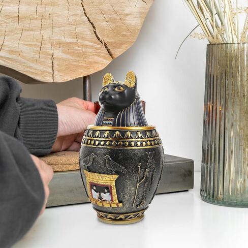 مجموعة الجرار الكانوبية المصرية من FOMIYES، تمثال الفرعون المصري القديم للآلهة المصرية، صندوق تخزين تمثال المملكة، منحوتة ديكور مصرية قابلة للجمع ديكور المنزل (القطط) in Kuwait