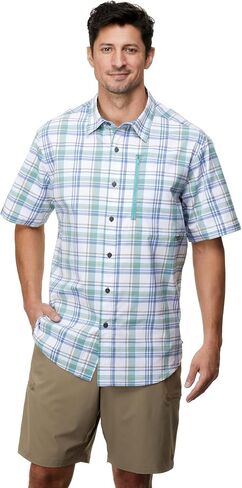 Men's Glissade Short Sleeve Button Down Shirt - Quick Dry, Moisture Wicking, UPF 40+, Outdoor, Beach in Saudi Arabia