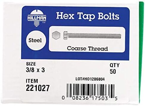 Hillman Hex Tap Bolts 3/8" X 3" Zinc Finish Zinc Finish 50 / Box in Saudi Arabia